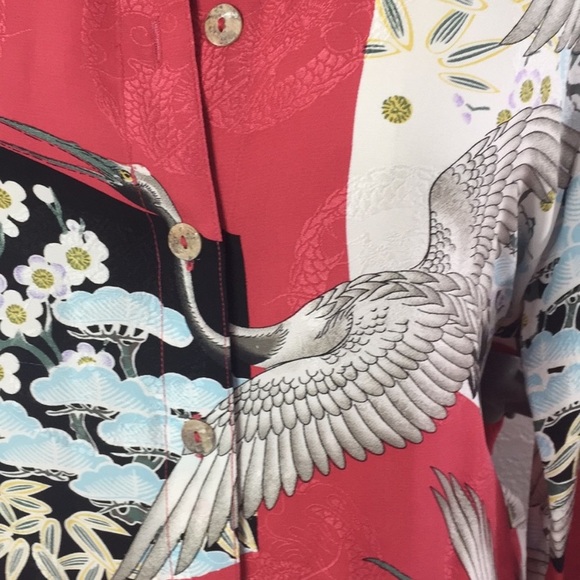 Citron Silk Japanese Print Shirt M - Picture 5 of 6